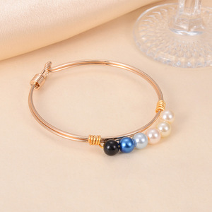 Six Bead Pearl <b>Bracelet</b> Zinc Alloy Unisex Jewelry Gift Fashionable Round <b>Ball</b> Shape YM 0018 - Product Image 1