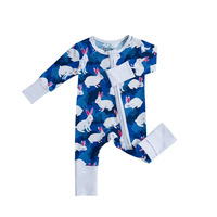 Combinaison de pyjama pour bébé et tout-petit RTS en bambou unisexe, mignonne, avec fermeture éclair bidirectionnelle, écologique, impression personnalisée