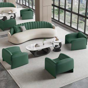 Canapé de bureau modulaire moderne en cuir avec éponge haute densité – Ensemble de mobilier de salon commercial confortable - Product Image 3