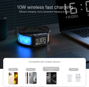 15W <span class=keywords><strong>de</strong></span> carga inalámbrica rápida lámpara LED RGB luz cargador <span class=keywords><strong>de</strong></span> teléfono móvil con <span class=keywords><strong>reloj</strong></span> - Product Image 5