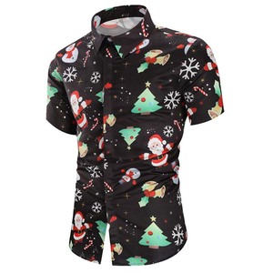เสื้อ CSFM-001คริสต์มาสแขนสั้นผู้ชายวันหยุดซานต้ากระดุม2024ใหม่ปี - Product Image 4