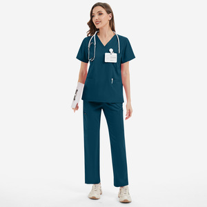 Conjuntos de Uniformes Médicos Unisex de Alta Calidad, Cuello <span class=keywords><strong>en</strong></span> V, Pantalones Rectos, Poliéster Multicolor, Ropa de Trabajo para Hospital - Product Image 3