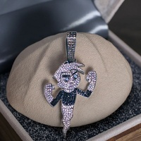 Pendentif de rappeur hip-hop en argent 925 personnalisé pour hommes, collier en diamant Moissanite avec design de personnage de dessin animé glacé, bijoux fins