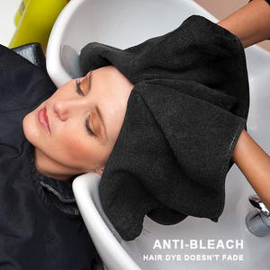 Handuk Gym <span class=keywords><strong>Salon</strong></span> tukang cukur 100% katun kustom 16-28 inci tahan pemutih warna hitam bordir Logo tenun teknik MOQ rendah - Product Image 4