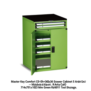 Fami Master Key Comfort C0-Eh=36X36 Drawer Cabinet 5 Drawers 714x751x1023 Mm Green Ral6011 <b>Tool</b> Storage - Product Image 2