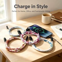 Câble de données USB Todugu T-155, nouveau style, en cuir PU imprimé, avec charge rapide 2A pour iPhone et téléphones mobiles Type-C