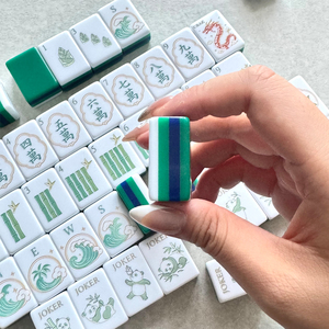 Juego <span class=keywords><strong>de</strong></span> Mahjong Americano Verde con Patrón <span class=keywords><strong>de</strong></span> Bambú, 160 Fichas Incluidas, Tablero, Regla y Mate para Fiestas y Noches <span class=keywords><strong>de</strong></span> Juego en Familia - Product Image 3