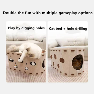 Rascador para Gatos de Doble Capa Integrado, Ecológico, Estilo Clásico, Resistente al Desgaste, Fieltro Antideslizante, Casa para Gatos, Casa para Mascotas - Product Image 4
