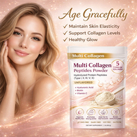 Poudre de peptides de collagène multi-sources 5 types, collagène hydrolysé sans saveur, acide hyaluronique, biotine, vitamine C, soutien pour les cheveux, la peau et les ongles