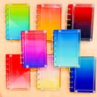 Carnet à 3 anneaux en acrylique transparent dégradé arc-en-ciel, mini classeur à feuilles mobiles, journal esthétique pour photocartes