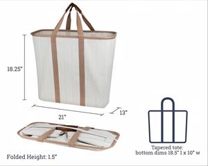 Panier à linge pliable en tissu, lot de 2, 32 L, sac fourre-tout structuré avec poignées - Product Image 5