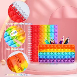 Pop It Pencil Case <b>Set</b> Bubble Silicone Simple Pencil <b>Box</b> <b>Fidget</b> Notebook Toys to Relieve Stress for Children and Adults - Product Image 4