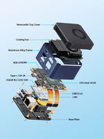 Mini PC Portátil Ultra Pequeño, Celeron J4105 de Cuatro Núcleos, 10W TDP, Doble USB, 1 LAN, 1 HD-MI, 1 Ranura para Tarjeta TF, Controlador Tipo C de 12V CC