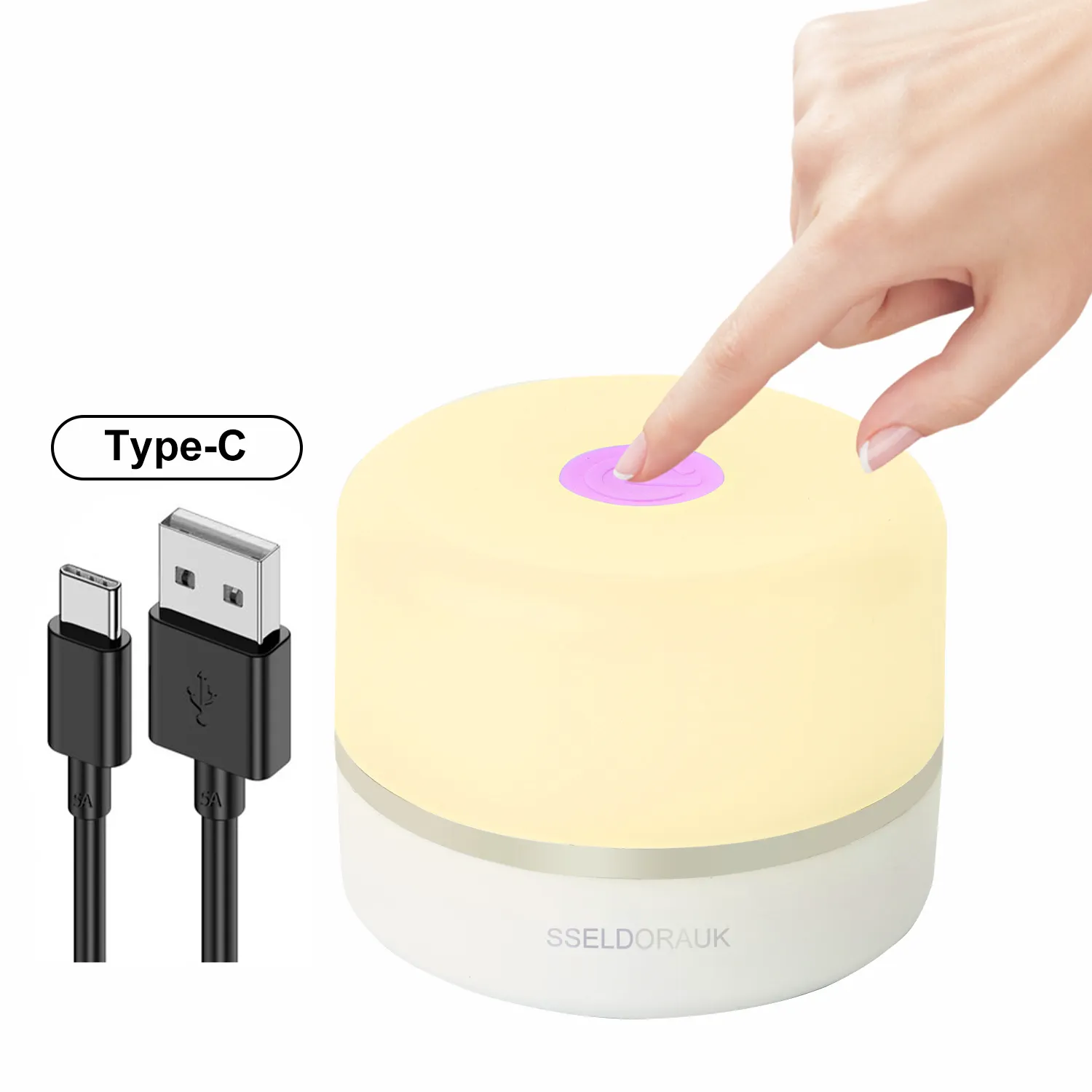 Direkter Hersteller Smart Wireless Typ C USB Wiederauf ladbare benutzer definierte kleine LED-Berührungs sensor Lampe Nachtlicht für Kinder