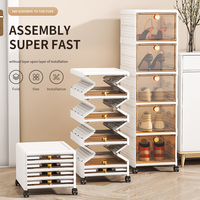 Boîte à chaussures en plastique pliable Installation Transparent Blanc Marron Boîte de rangement Économie d'espace Armoire à chaussures Boîte de rangement