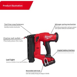 Clavadora Neumática Inalámbrica <span class=keywords><strong>Milwaukee</strong></span> M18 FN18GS <span class=keywords><strong>de</strong></span> 18V con Motor sin Escobillas para <span class=keywords><strong>Clavos</strong></span> <span class=keywords><strong>de</strong></span> 18 Ga - Product Image 6