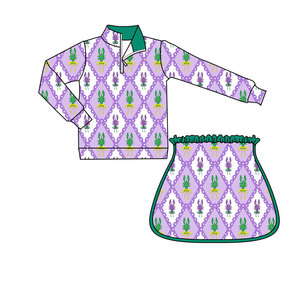 GLD1364 Pre-order Baby Clothes Girls Crayfish Print Long Sleeve Short Skirt Suit Baby Girl <strong>Mardi</strong> <strong>Gras</strong> Clothes Kids <strong>Outfits</strong> - Product Image 4