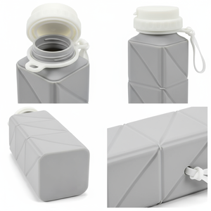 Food Grade Eco-Friendly Silicone <b>Collapsible</b> <b>Water</b> <b>Bottle</b> Lid Portable Foldable Sports Cup Dishwasher Microwave Safe Outdoor - Product Image 4