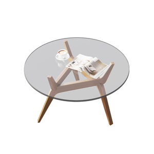 Table basse en verre minimaliste italienne NKAHS, petite table d'appoint moderne pour salon, table d'appoint de canapé peu encombrante, écologique et facile à assembler - Product Image 4