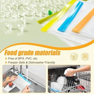 Huamaohengchun Paquete de 30 Bolsas Reutilizables de Silicona para Almacenamiento de Alimentos, 4 Tamaños, a Prueba de Fugas, Aptas para Lavavajillas, Bolsas Reutilizables para Congelador - Product Image 6