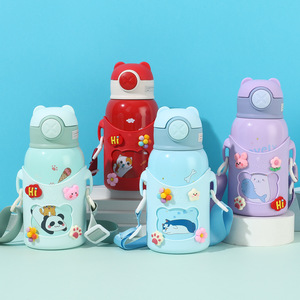 316 Stainless Steel Children's Portable <b>Straw</b> Bouncing <b>Water</b> <b>Cup</b> <b>with</b> High Appearance and Cute Cartoon Insulated <b>Cup</b> - Product Image 1