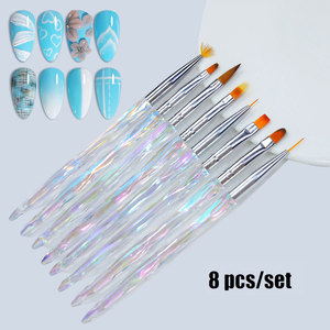 Kit de pinceaux dégradés pour nail art, 8 pièces, outils en plastique pour la luminothérapie et la photothérapie, pour estomper les couleurs des ongles - Product Image 3