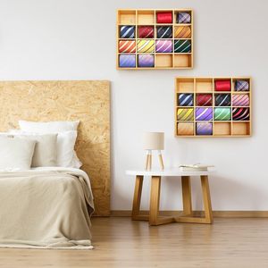 Bamboo Drawer Organizer Closet Divider <strong>Storage</strong> Wall Mounted Bow <strong>Tie</strong> <strong>Box</strong> 16 Compartments <strong>Storage</strong> <strong>Box</strong> Collectibles Display Rack - Product Image 5