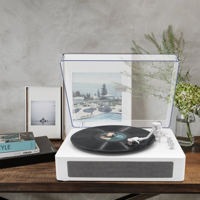 HiFI Vinyl LP Player Modern Fashion Look with Blue Tooth Gramophone with Stereo Powerful Speaker Turntable