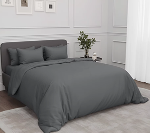 Wholesale Luxury 100% Cotton Satin Queen Size Bed Sheet Set Modern <strong>Grey</strong> Hotel Quilt <strong>Duvet</strong> <strong>Cover</strong> Flat Sheet for Home Hospital Use - Product Image 5