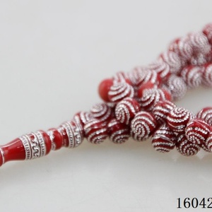Tasbih haut de gamme en résine, doré à l'or fin, avec spirale gaufrée, 6 mm, 99 perles, prise en main confortable, pour la prière musulmane et le pèlerinage, YASEEN - Product Image 1