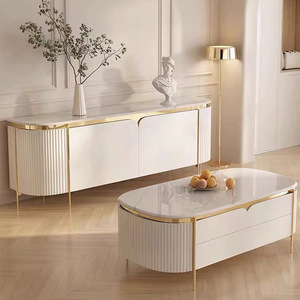 <span class=keywords><strong>Mobile</strong></span> <span class=keywords><strong>TV</strong></span> e Tavolino da Caffè Moderni di Lusso in Stile Italiano con Pannelli in Pietra e Spazio Contenitivo per Soggiorno e Hotel, Design Eco-Friendly - Product Image 3