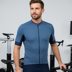 เสื้อจักรยานแขนสั้นสีน้ำเงินสำหรับผู้ชาย ชุดกีฬาปั่นจักรยาน - Product Image 1