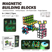 Cube de construction magnétique 3D, jouet éducatif STEM avec fonction luminescente et fonction fidget spinner