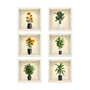 <span class=keywords><strong>3D</strong></span> simulación verde maceta flor planta <span class=keywords><strong>pared</strong></span> pegatina PVC paisaje papel tapiz <span class=keywords><strong>para</strong></span> sala de estar dormitorio decoración calcomanías - Product Image 2