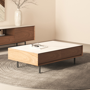 New Fashion Living Room Furniture Walnut square <strong>Coffee</strong> <strong>Table</strong> Fashion Solid Wood <strong>Coffee</strong> <strong>Table</strong> with Large Storage - Product Image 1
