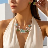 Parure Bohème Étoile de Mer Coquillage Pierre Naturelle Alliage Collier Boucles d'Oreilles Perles Corail Bracelet - Bijoux Femme Tendance Style Plage