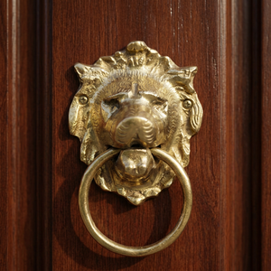 Timbre de Puerta de Latón con Diseño de Cara de León de Lujo - Product Image 3