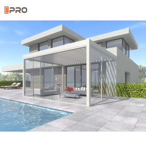 Pergola bioclimatique en aluminium galvanisé 12x16 avec certificat NFRC, design moderne, toit à lamelles avec éclairage LED - Product Image 6