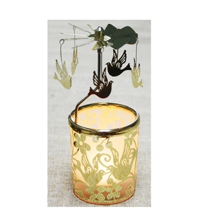 Weihnachten Dekoration Taube spinning glas tee licht karussell gold rotierenden kerze halter - Product Image 1