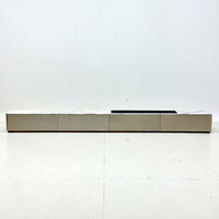 Meuble TV long moderne de luxe pour salon avec comptoir en pierre de marbre naturel, éclairage LED RVB, console TV réglable pour chambre à coucher