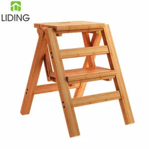 Складная лестница из бамбука, стул с 2 ступеньками для дома и библиотеки