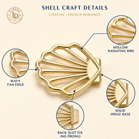 Boucle de ceinture pour femme en forme de coquillage, dorée, ajourée, style côtier, pour l'été et la plage, OEM