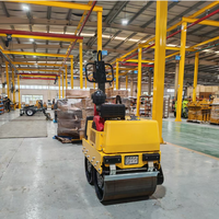 Mini-compacteur vibrant à double tambour de 640 kg, autopropulsé, pour asphalte, avec moteur Changchai et pompe KYB
