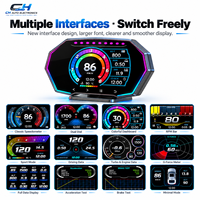 Jauge LCD OBD2 avec boutons tactiles, éclairage ambiant 3 zones, inclinomètre 6 axes et mesureur de force G pour véhicules internationaux