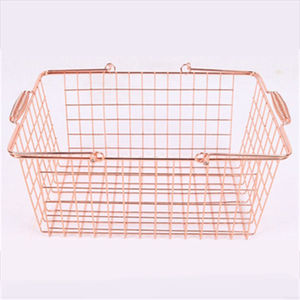 Panier de courses en métal or rose de haute qualité avec poignée, idéal pour les supermarchés et magasins, parfait pour le shopping ou le rangement – Vente en gros à chaud - Product Image 2