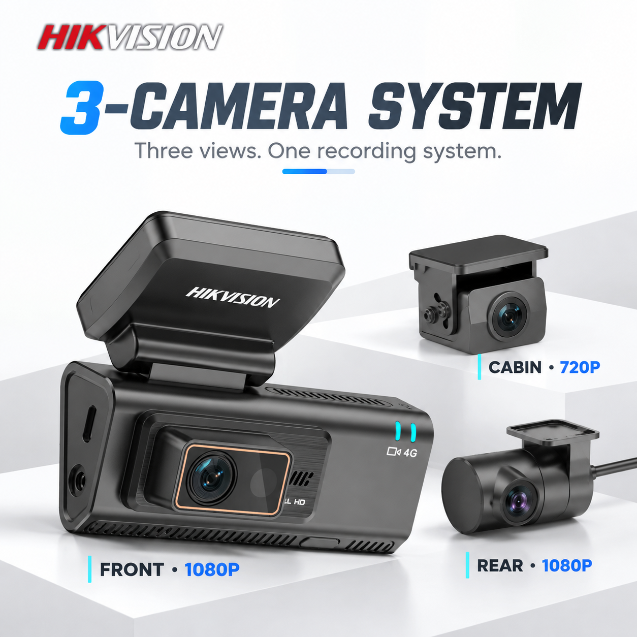 Hikvision Three Channel Dash Cam 1080P+720P+1080P No Screen G-Sensor Fatigue Alert Built-in GPS 4G Module 3 Channel Dash Cam · image 2