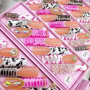 Vente en gros, ongles artificiels en acrylique, XXXL, ensembles de cils à pression, styliste, fait à la main, presse sur les ongles, boîte d'emballage - Product Image 3