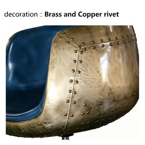 <span class=keywords><strong>Chaise</strong></span> <span class=keywords><strong>de</strong></span> <span class=keywords><strong>bar</strong></span> industrielle rétro <span class=keywords><strong>de</strong></span> luxe style aviateur avec revêtement en cuir véritable, décoration en cuivre, rivets, base pivotante en métal pour <span class=keywords><strong>bar</strong></span>, tabouret <span class=keywords><strong>de</strong></span> club - Product Image 4