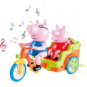Nuovo Triciclo Elettrico <span class=keywords><strong>Peppa</strong></span> Pig con Musica e Luci, Auto Giocattolo a Forma di Maialino per Bambini e Papà - Product Image 1
