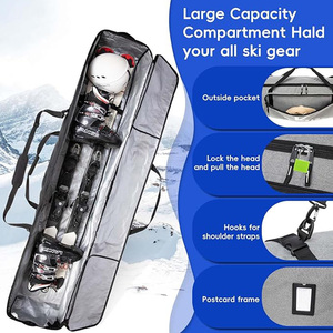 360 Full Padded <b>Ski</b> Bag EPE Foam Tear Resistant Rolling <b>Ski</b> Snowboard Travel Case Dry Wet Separation Lockable Handle 175cm 190cm - Product Image 4